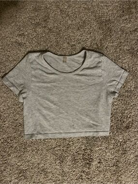 Women's Grey Ribbed Crop Top